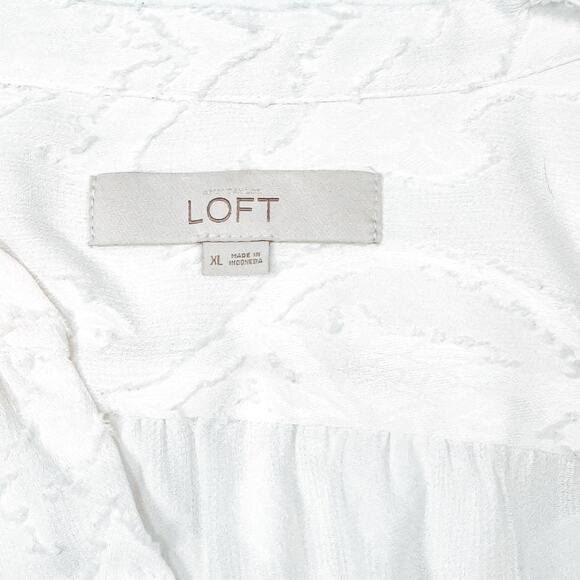 LOFT Off-White V-Neck Boho Blouse - Size XL - Picture 4 of 5
